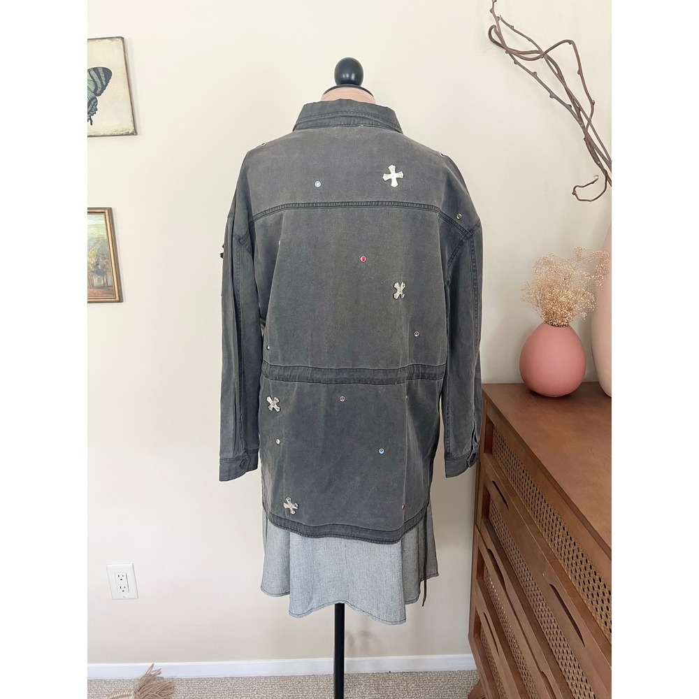 Vintage Y2K Forever 21 Bedazzled Denim Biker Jacket - Picture 5 of 9